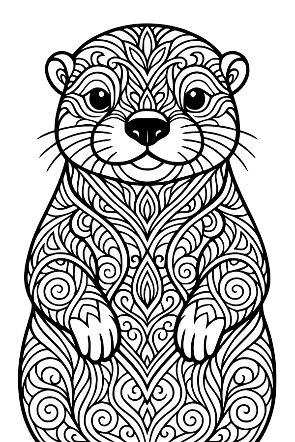 Swirly Whiskers Otter Sits Still