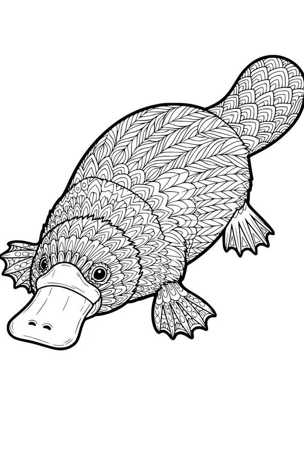 Wiggly Platypus Swims with Fancy Feathers