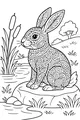 Patterned Rabbit by the Pond Edge