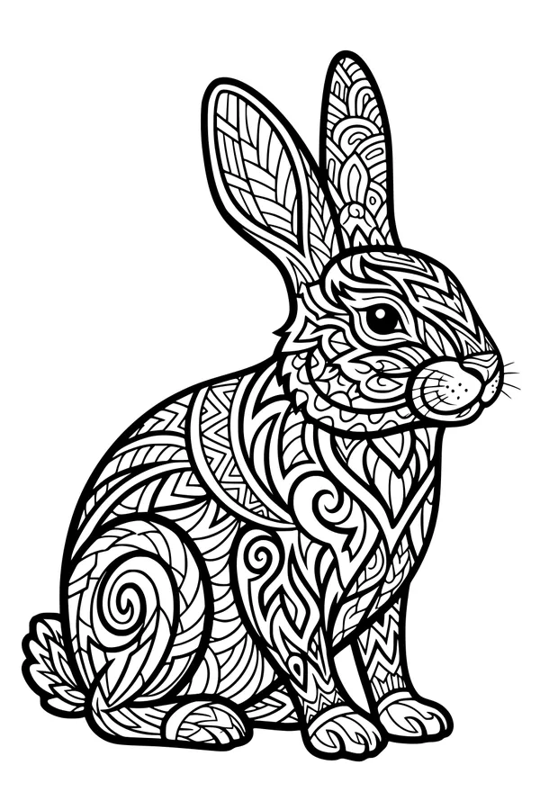Patchwork Bunny with Swirly Patterns