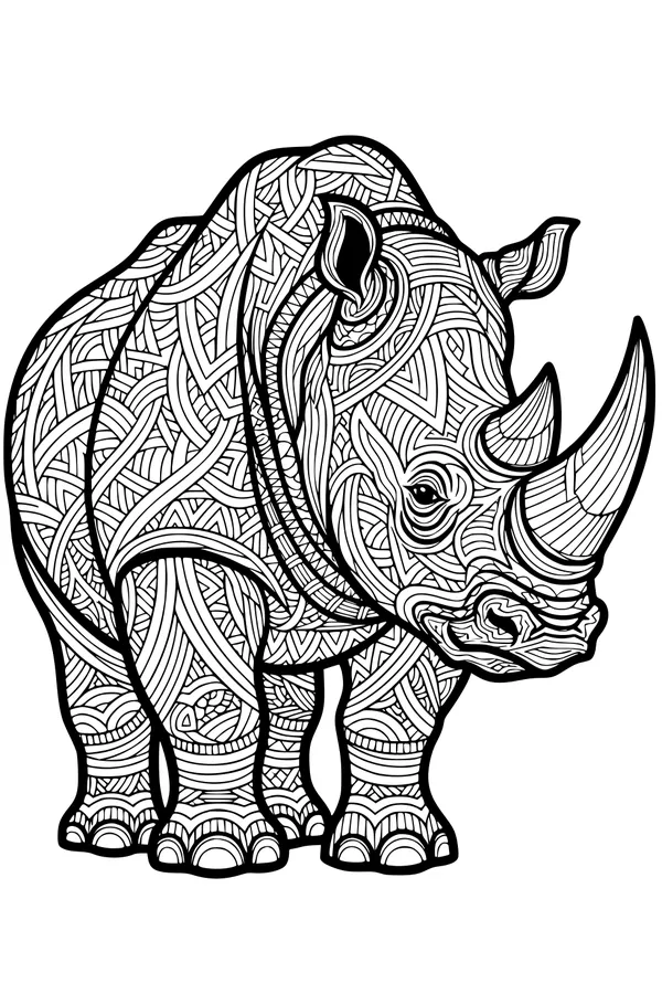 Rhino with Swirls and Secret Shapes