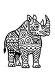 Rhino with Zigzag Stripes and Spirals