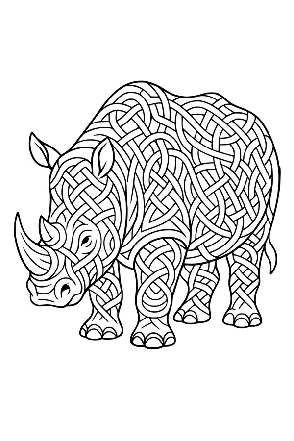 Rhino with Swirly Maze Patterns