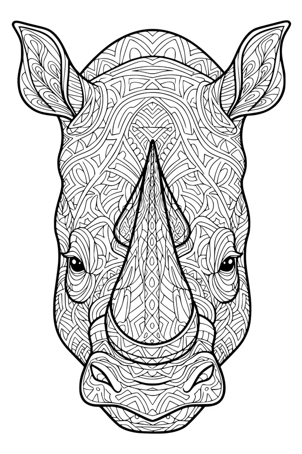 Rhino with Swirly Patterns and Pointy Ears