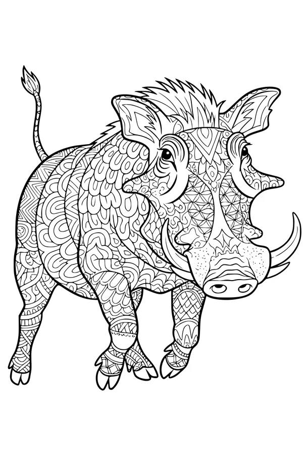 Patterned Warthog Stands Tall in the Grass