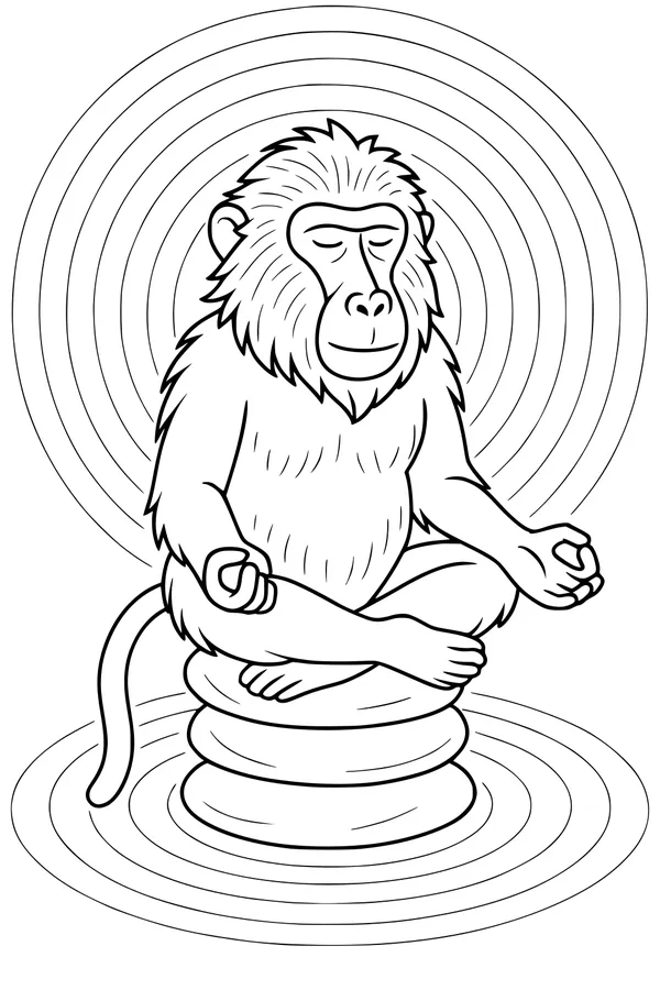 Baboon Finds Calm on Sunny Stones