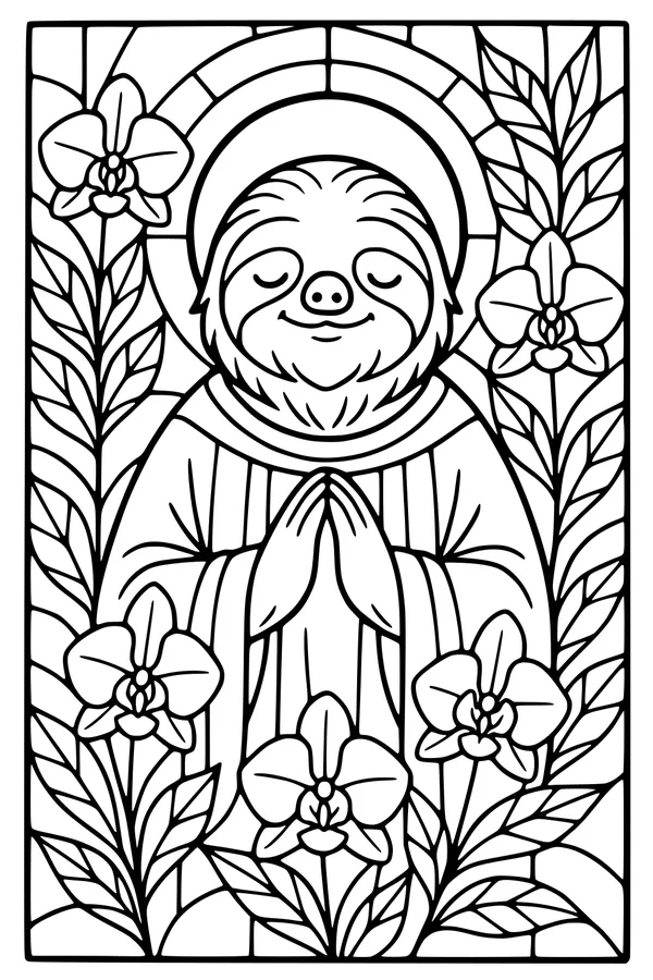 Sunny Sloth with Peaceful Orchids
