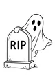 Peekaboo Ghost Behind the Grave