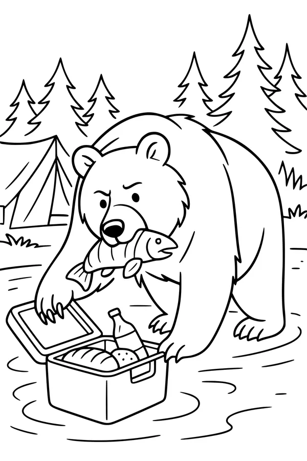 Bear Picnic Surprise By The Pine Trees