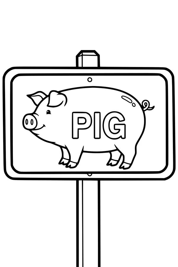 Smiling Piggy Greets the Farm Road