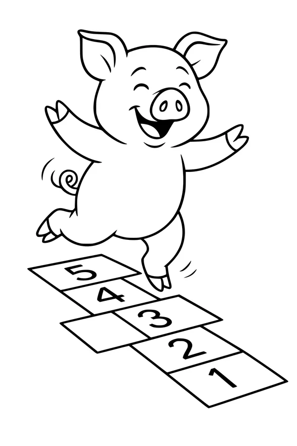 Happy Pig Jumps Through Number Squares