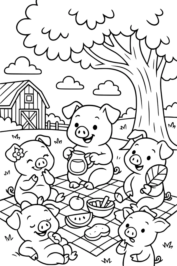 Picnic Pigs Under the Big Tree