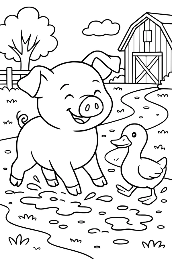 Muddy Pals on the Farm Path