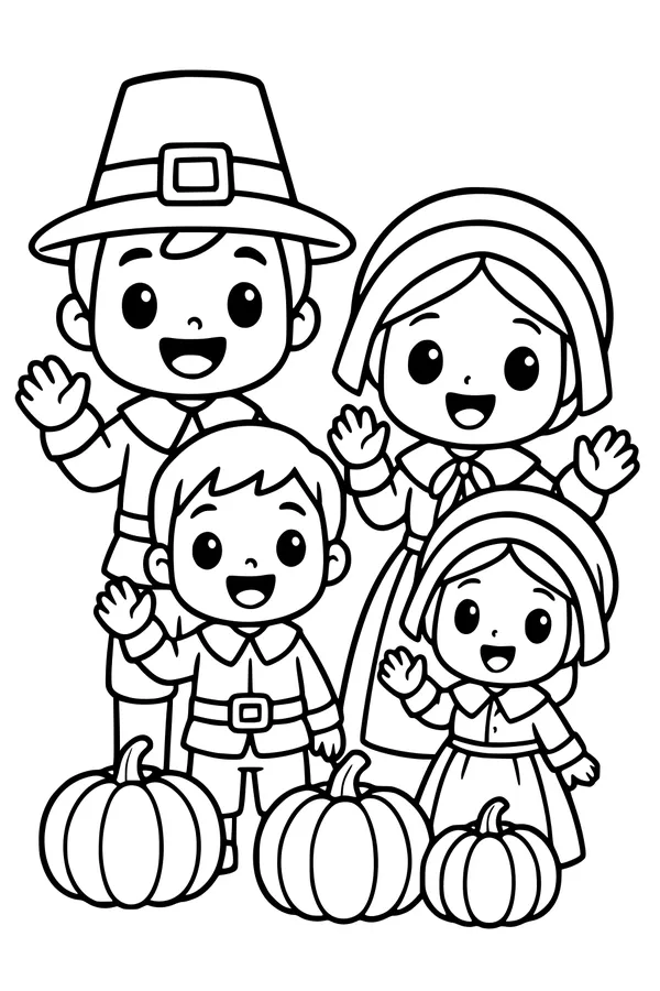 Pilgrim Family Pumpkin Hello