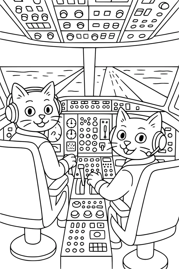 Captain Whiskers and Copilot Paws Take Off
