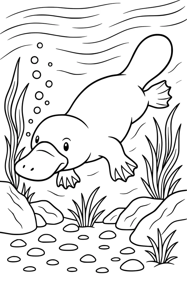 Platypus Swims Beneath the Ripples
