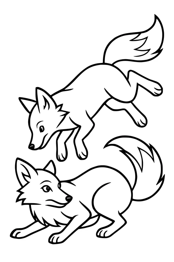 Foxes Frolic in the Meadow Sun