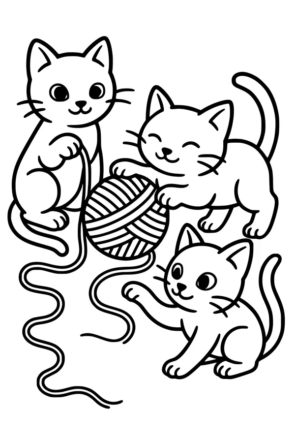 Three Silly Kittens and Their Yarn Game