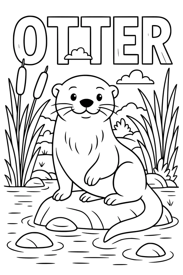 Smiling Otter by the Pond’s Edge