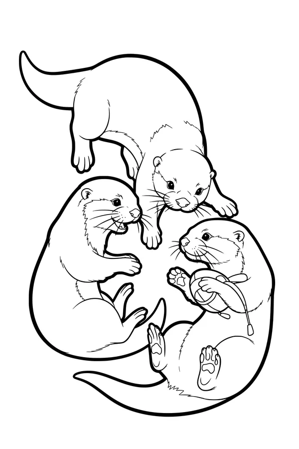 Three Otters and a Silly Beach Ball