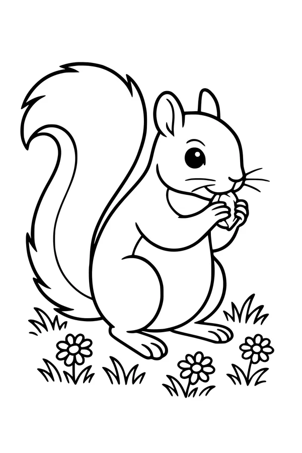 Snack Time for the Fluffy-Tailed Squirrel