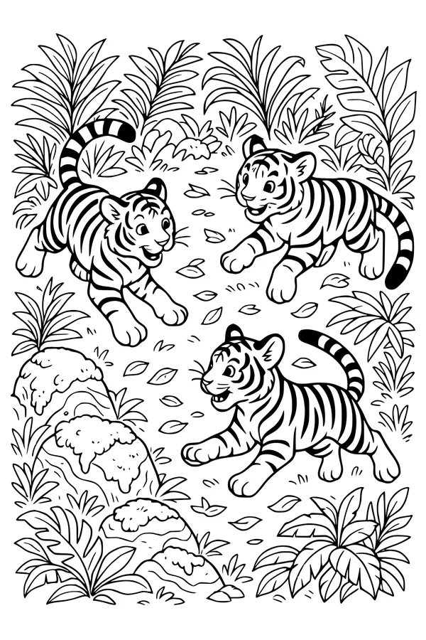 Tiger Cubs Tumble Through the Jungle