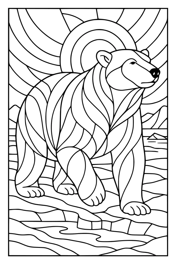 Sunrise Stripes: Polar Bear on the Ice