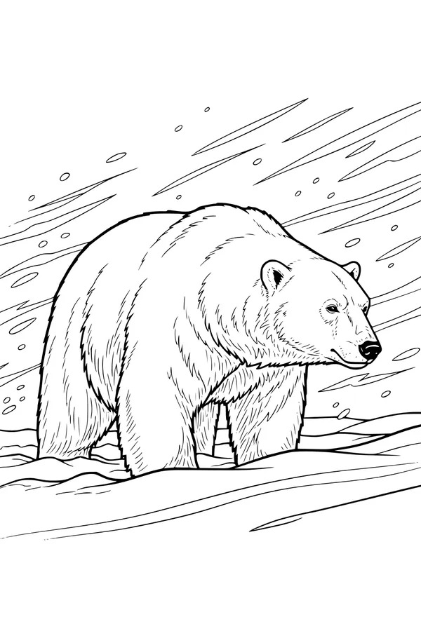 Mighty Bear Strolls Through Winter Snow