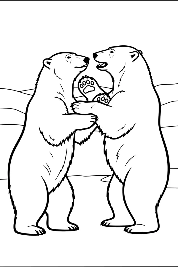 Two Polar Bears Paw High-Five