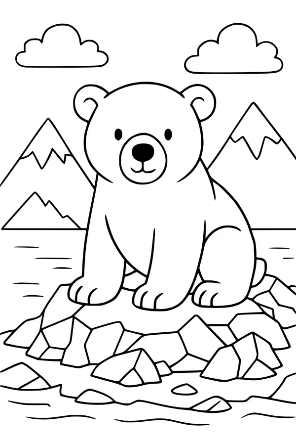 Polar Bear on Rocky Ice Island