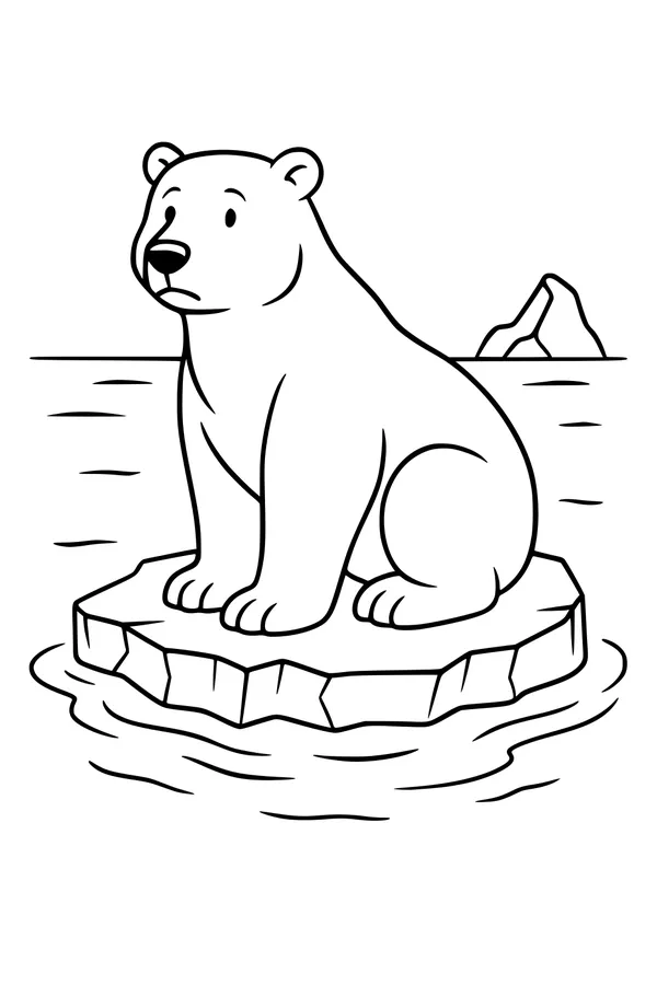 Snow Bear On Her Floating Ice Raft