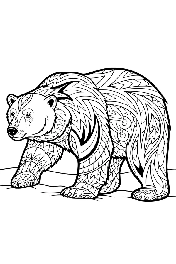 Polly the Bear Stomps Across Snowy Patterns