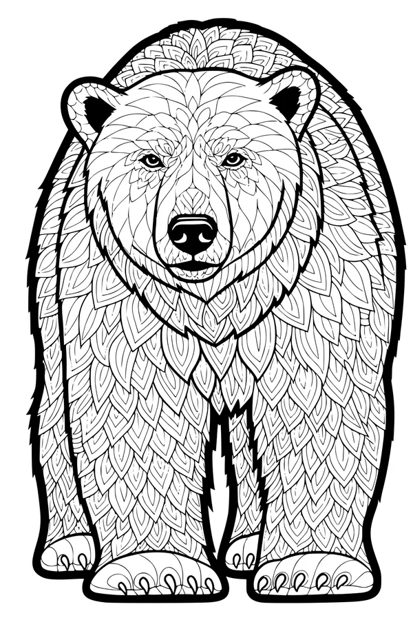Big Bear with Leafy Fur Patterns