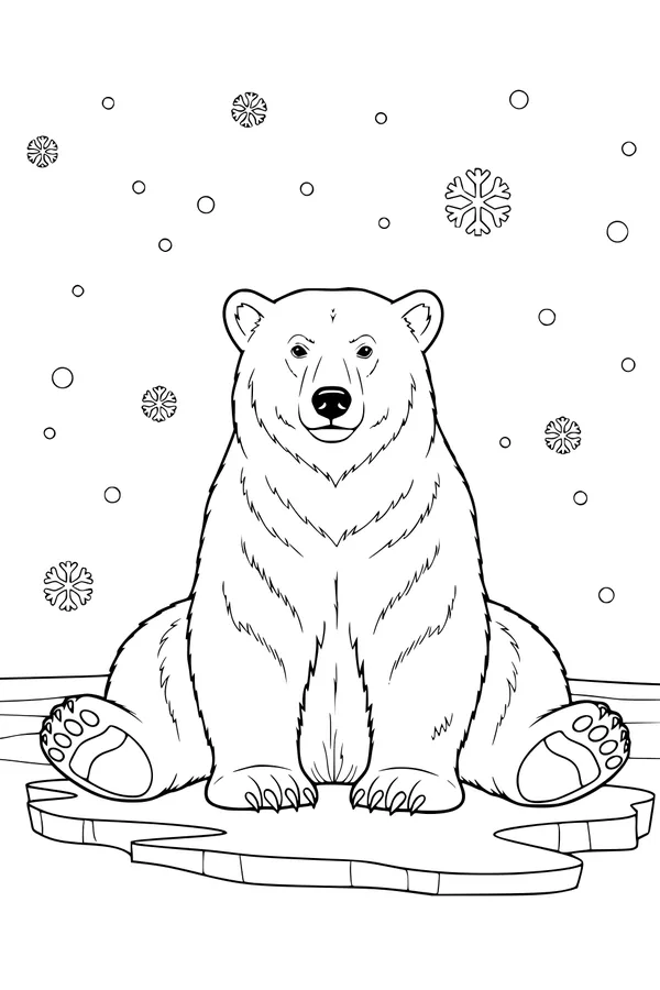 Snowflakes Fall on a Patient Polar Bear