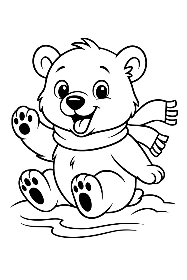 Smiling Polar Bear in a Cozy Scarf