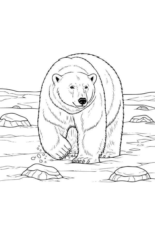 Big Bear Walks Across the Icy Land