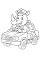 Officer Rhino on Patrol in His Police Car