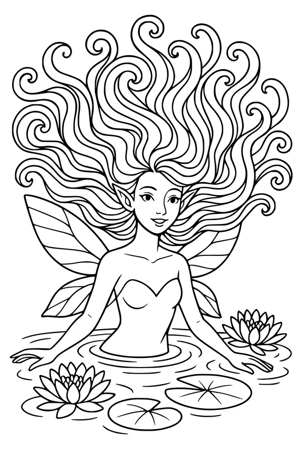 Pond Fairy with Swirly Hair