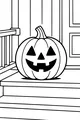 Porch Pumpkin With Friendly Grin