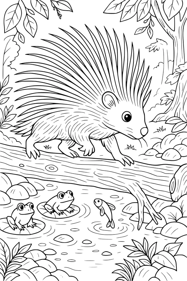 The Prickly Explorer Crosses the Log