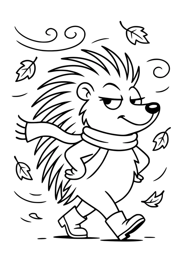 Strolling Porcupine in the Autumn Breeze