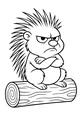 Grumpy Porcupine on a Log
