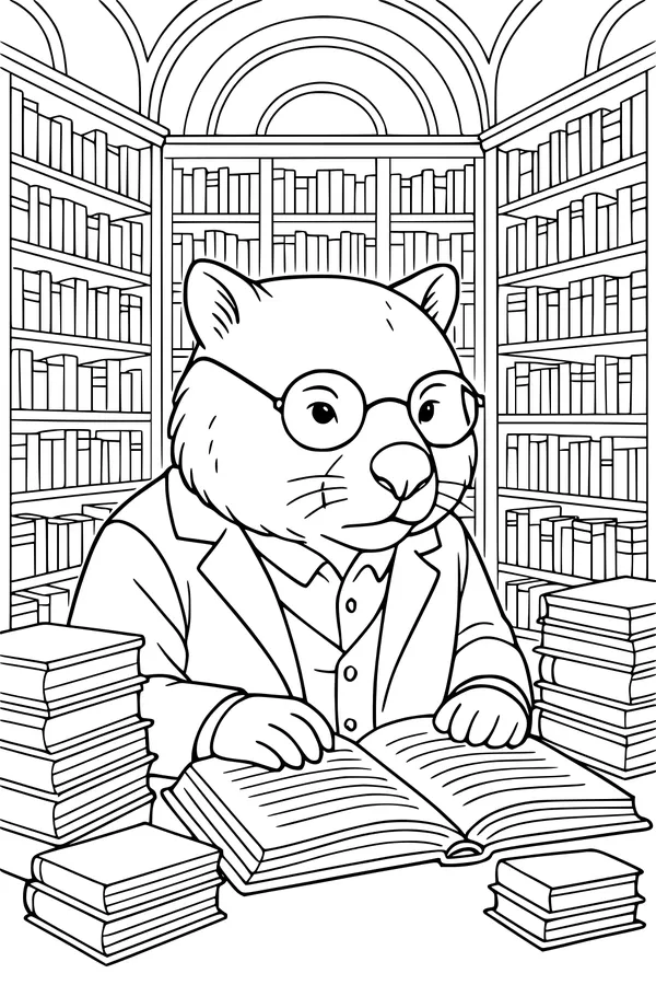 Professor Wombat in the Library
