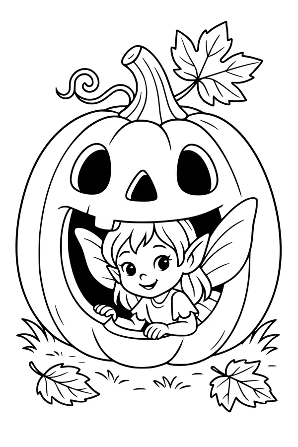 Peekaboo Fairy in Pumpkin House