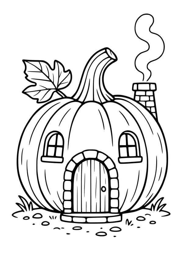 Pumpkin Cottage With Chimney Smoke