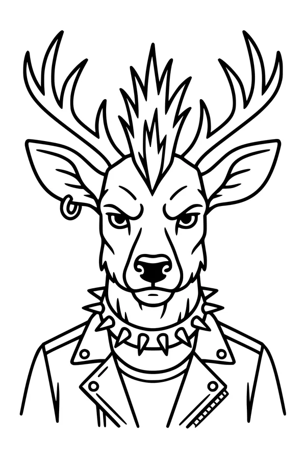 Rock Star Deer With Spiky Hair