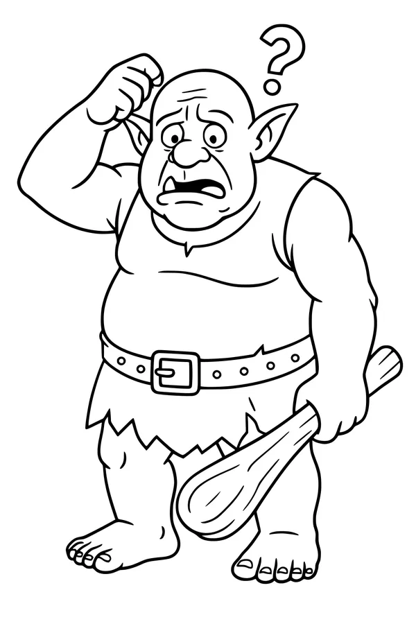 Puzzled Ogre With His Big Club