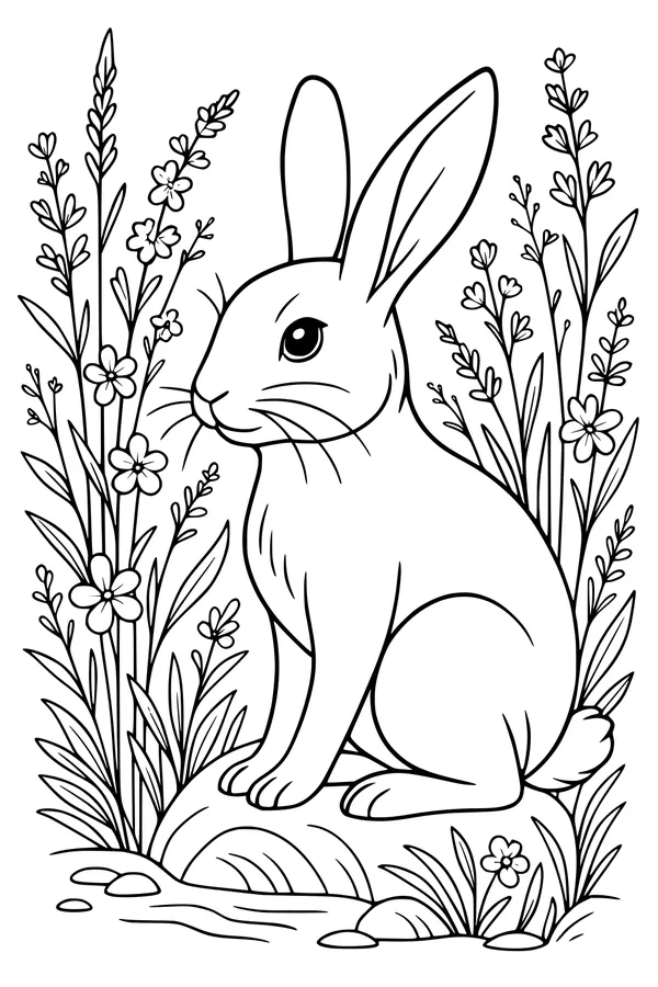 Bunny in the Flower Garden