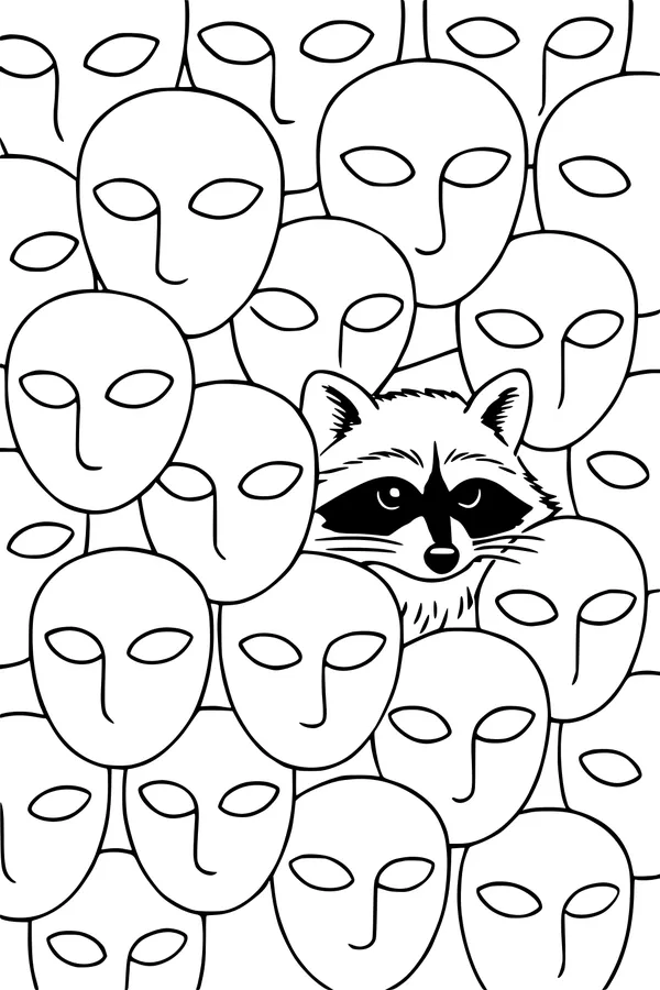 Sneaky Raccoon in the Mask Parade