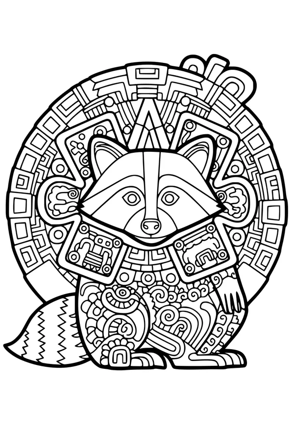 Raccoon in a Whirl of Patterns